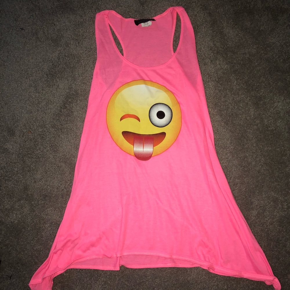 Neon Pink Emoji Tank Top